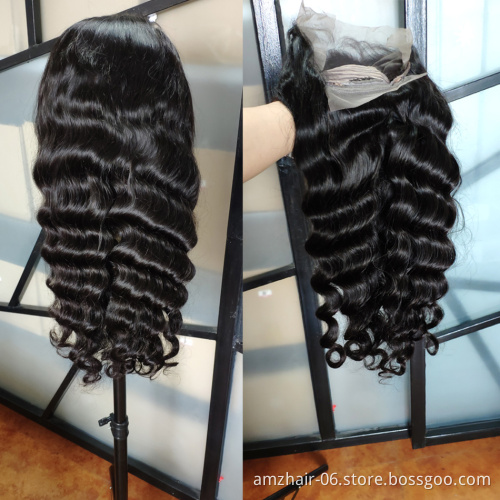 Loose Deep Wave Full Swiss Lace Front Wig For Black Women Brazilian Cuticle Aligned Virgin Human Hair 4x4 Hd Lace Closure Wig